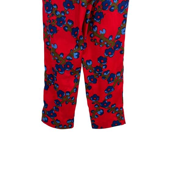 J. Crew Drapey Pull-on Pant Trouser Lattice Floral Print Drawstring Red Size 4 - Picture 8 of 12